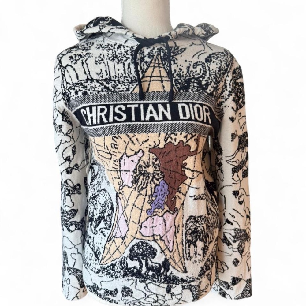 Christian Dior Toile de Jouy Hoodie | Size 38 | Logo Knit Sweater